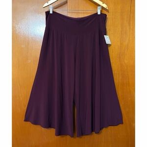 Clara Sun Woo Signature Capri Modern Gaucho Pants Wide Leg Burgundy Wine